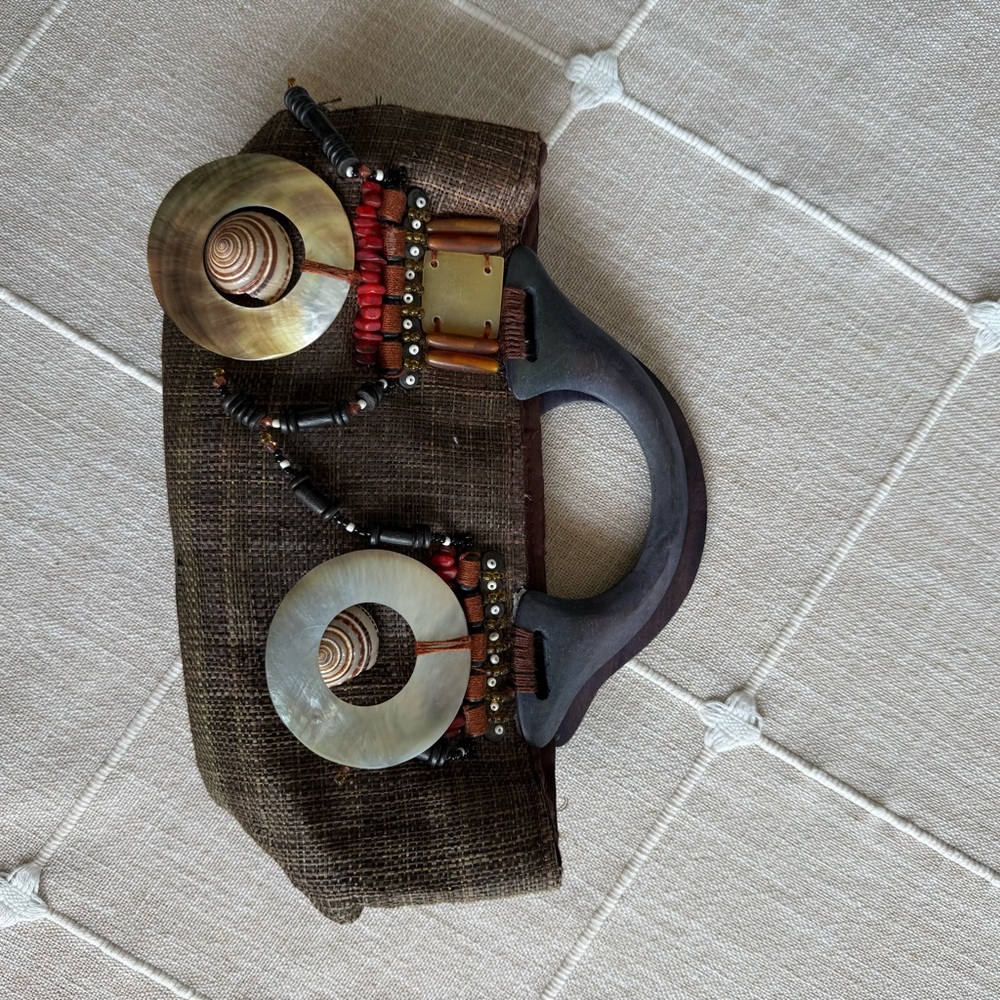 Vintage Boho Woven Beaded Clutch Purse